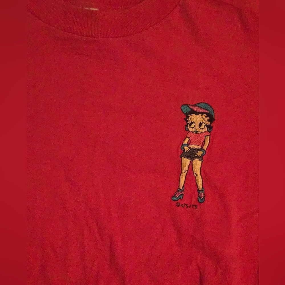 Anvil Pink Betty Boop EmbroideredT-Shirt